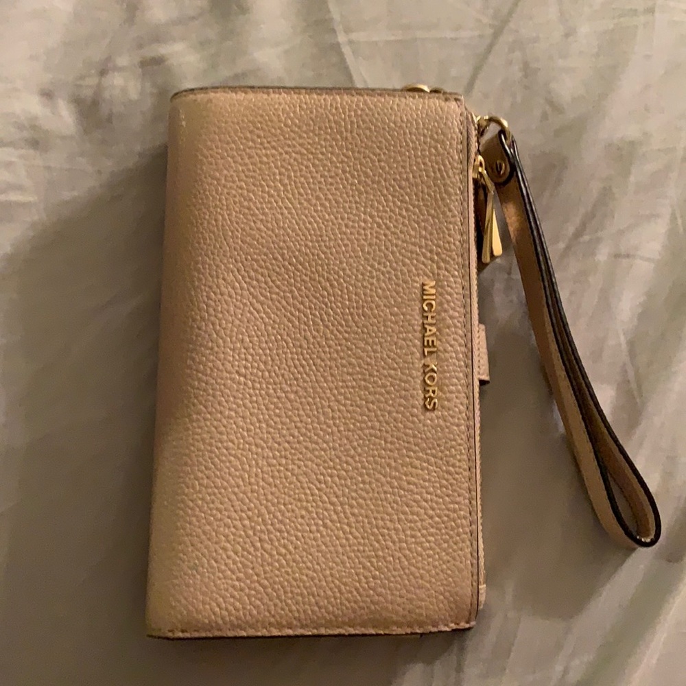 Michael Kors Adele Pebble Leather Wristlet Wallet